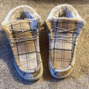 Plaid Faux Fur Lined Slip-On Shoes